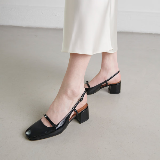 Slingbacks à talons et bouts carrés